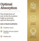Authentic USA imported Solgar Zinc Citrate bottle showing clear capsule dietary directions