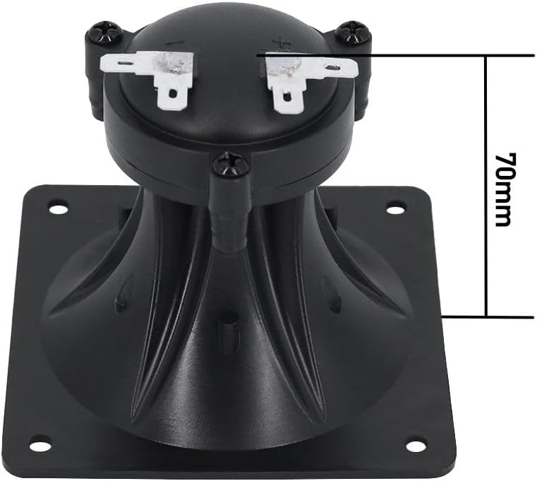 Rear view of the 150 Watt piezo tweeter highlighting the positive and negative wiring terminals.