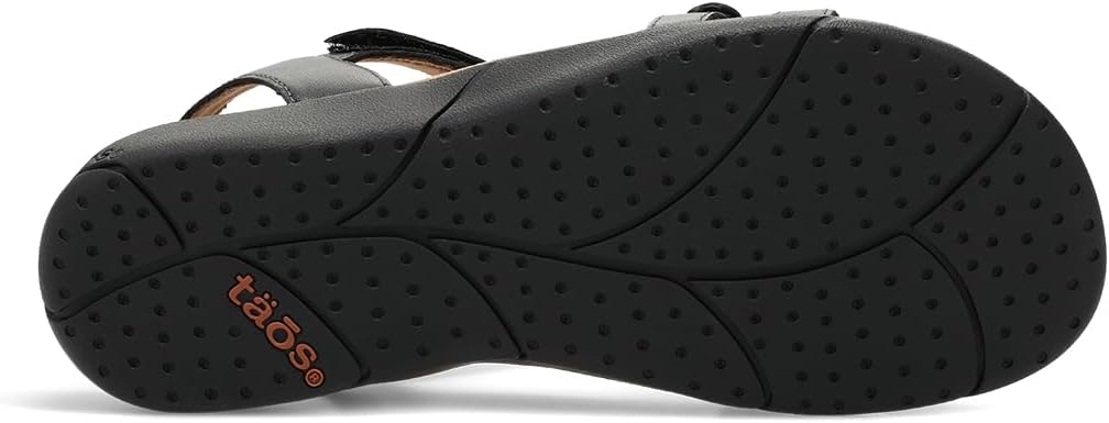 Taos Footwear Women's Trophy 2 Sandal angled shot showing t-strap silhouette.