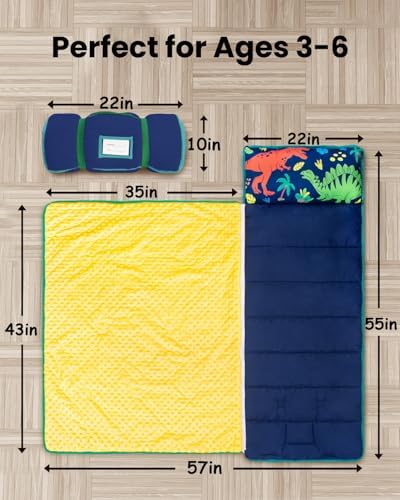 Primlect daycare sleeping mat with the removable pillow partially slid out of its sleeve.