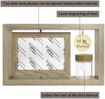 Liannan milestone frame displaying before and after four by six pictures of a baby boy.