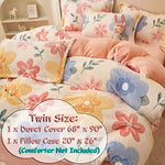 LMONMOO kawaii floral bedding set styled inside a modern girl bedroom environment