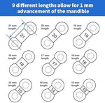 Close up of 20 count blue elastic straps for Myerson EMA dental device titration