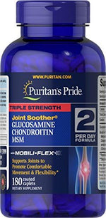Puritans Pride Triple Strength Glucosamine, Chondroitin & MSM Joint Soother-180 Caplets - Image 2