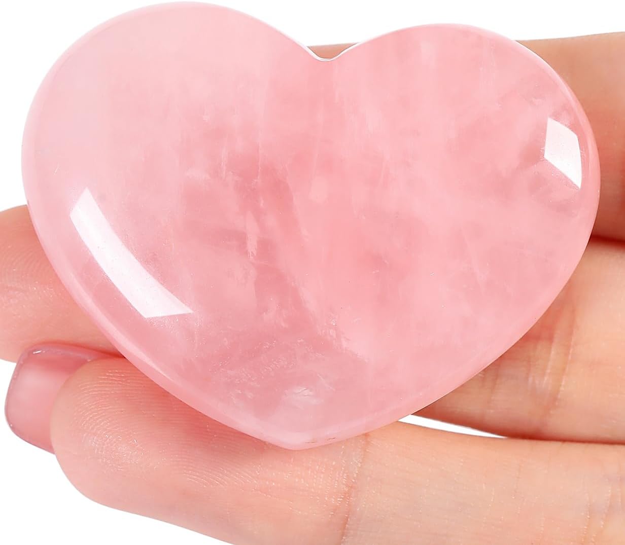 MAIBAOTA 45 mm Rose Quartz Crystals Valentine's Day Crystals Gifts for Her Women Large Heart Stone Healing Natural Reiki Gemstone Polished Heart Shaped Rocks Meditation - Image 1