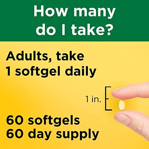 Close up view of the gluten free Nature Made Vitamin D3 liquid softgels for improved calcium absorption.