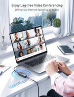 Space Grey Type C adapter connected to a modern laptop setup