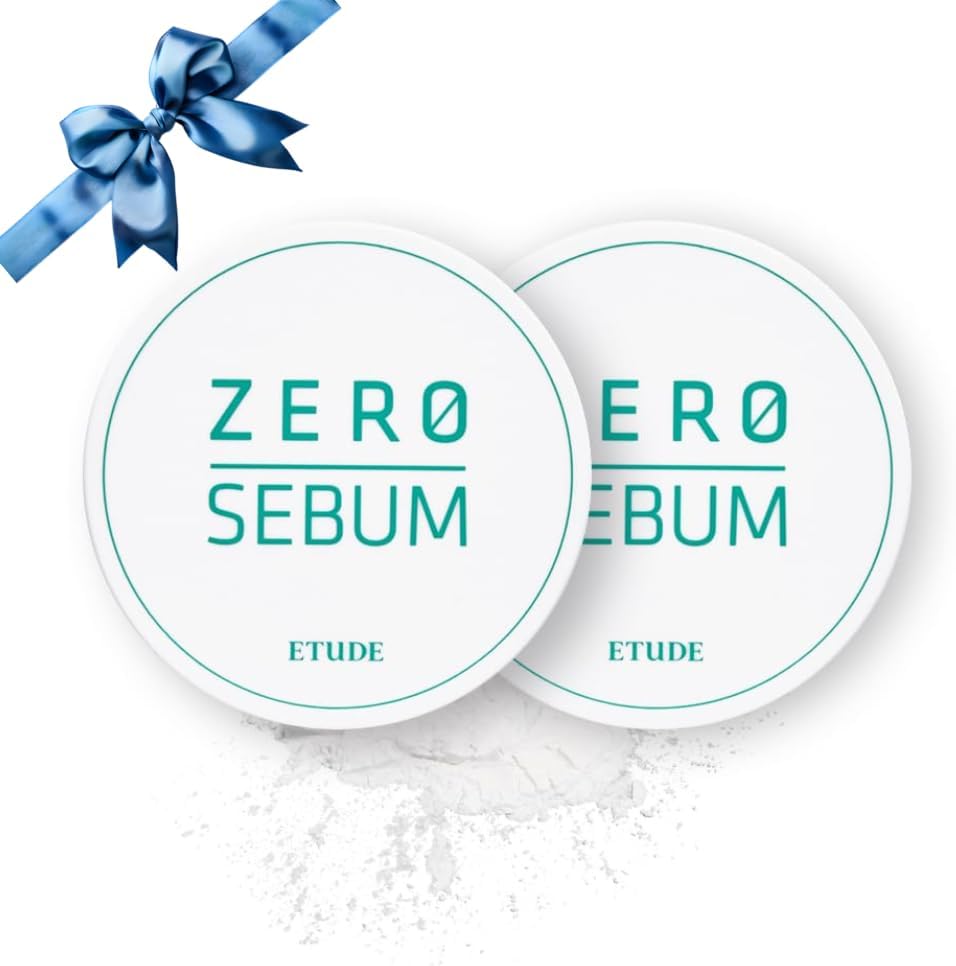ETUDE Zero Sebum Drying Powder Duo Set front view translucent loose face powder packaging.