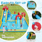 Close up of the dual water slides and climbing wall