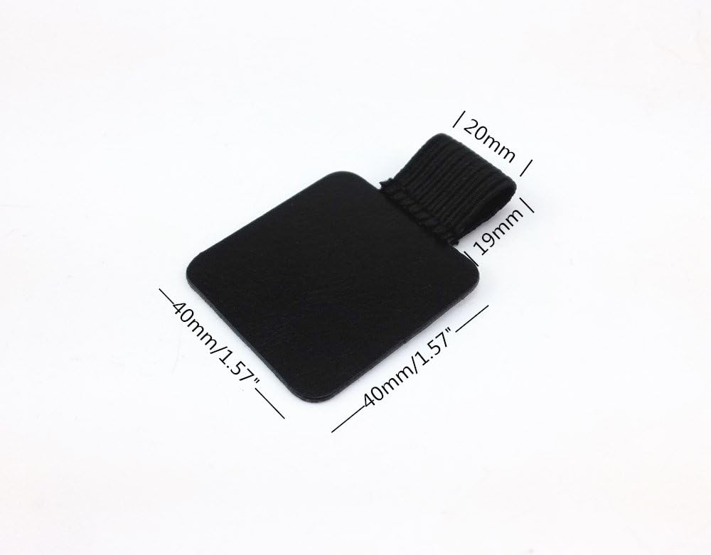 Close-up of the elastic loop and leather sticker base