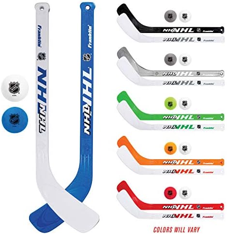 Close-up view of the pre-curved Shot Zone textured blades on the Franklin Sports mini sticks.