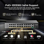 Industrial metal housing of the 24 port power over ethernet switch with cooling fans