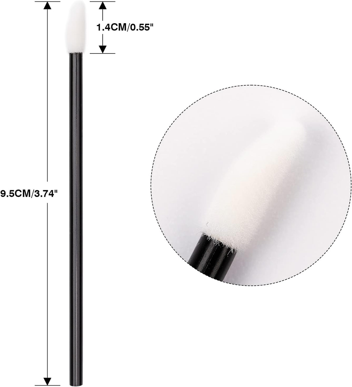 G2PLUS disposable lip brushes black handle close up