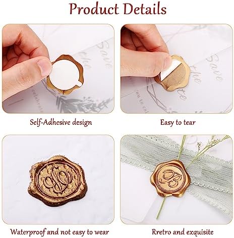 Yoption M initial wax seals applied to gift wrapping