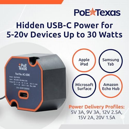 PoE Texas smart home tablet dashboard power supply accessory