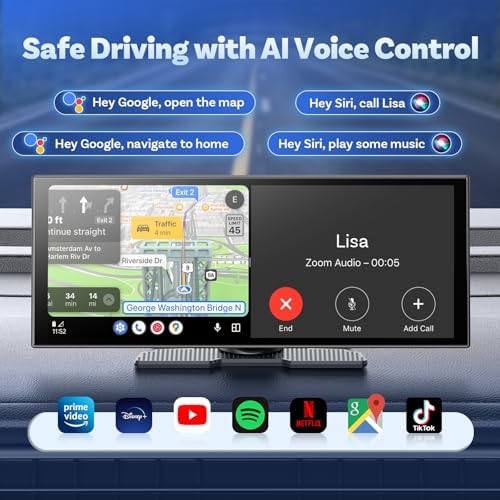 Ottocast Android 15 car touchscreen side profile emphasizing the ultra-thin bezel design and adhesive dash mount.