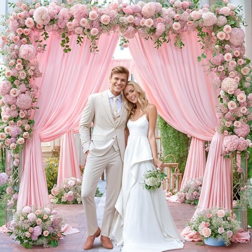 Partisky baby pink party background drapes used for birthday celebration decor