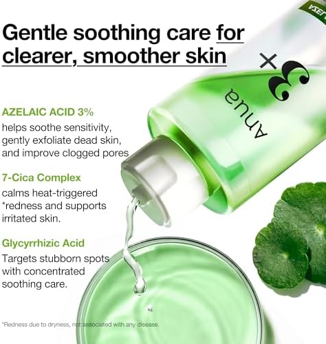 Anua Korean skincare set details highlighting the authentic USA imported text and active ingredients list.