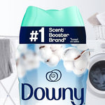 Back label of Downy In-Wash Scent Booster with usage instructions and safety information.