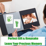 Safe and non toxic baby footprint kit packaging with detailed instructions for infant milestone tracking.