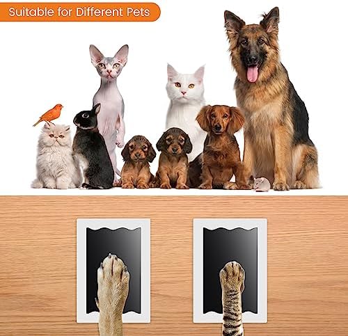Detailed cat paw print and baby handprint displayed side by side in a frame
