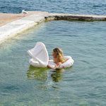 Top view of infant inflatable pool seat with canopy