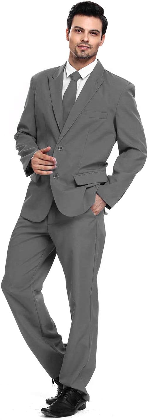 Men Solid Color Party Suit, 2-Piece Suits Set Regular Fit for Prom Wedding | Halloween Festive Costume Set for Cosplay,Themed Party Clubbing,2-Button Daily Casual Suit,Jacket Pants & Tie,Variety Colors - Image 15