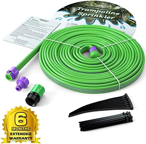 Full packaging view of the Jasonwell thirty-nine foot trampoline sprinkler system contents.