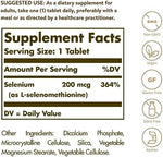 Solgar L Selenomethionine 250 tablets supplement facts label details