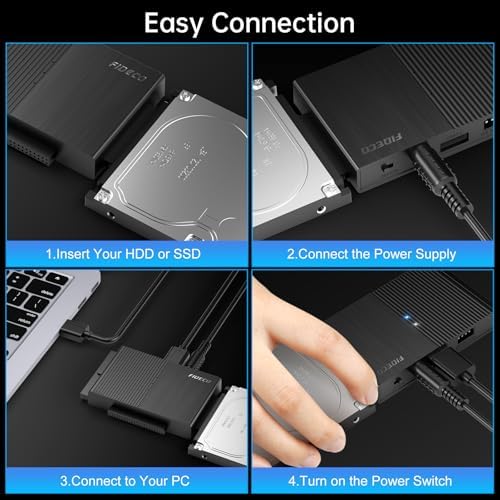 Fideco storage drive converter packaging details and included hardware components layout