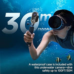 Vauvinmaic wearable action camera attached to a magnetic chest mount for first person perspective vlogging.