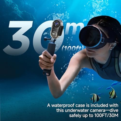 Vauvinmaic wearable action camera attached to a magnetic chest mount for first person perspective vlogging.