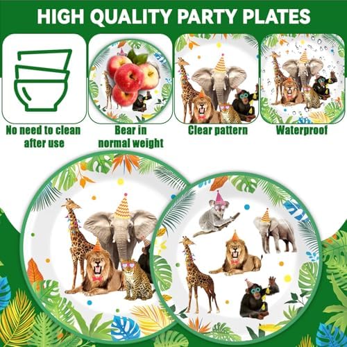 Jungle themed disposable forks and party tableware set