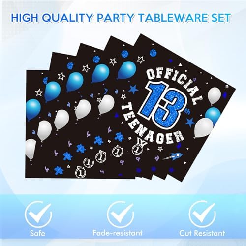 DURYGEN 13th birthday tableware set for boys highlighting the thick food safe material and fade resistant print quality