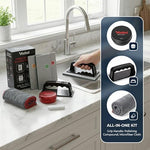 Using abrasive pad on stainless steel refrigerator door