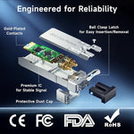 Close up view of the Cable Matters 10G SFP+ metal casing