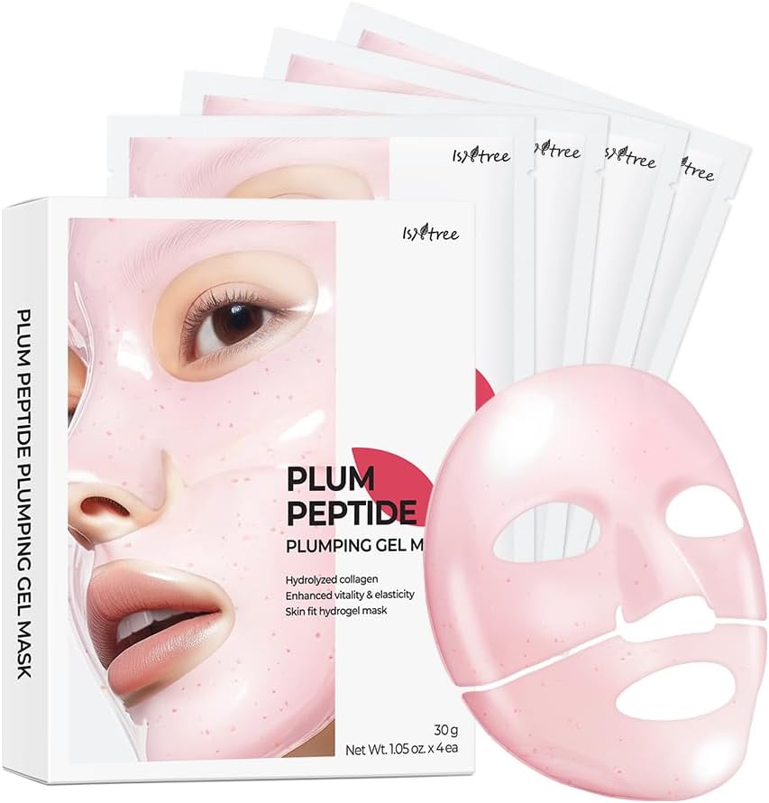 IsNtree Plum Peptide Plumping Gel Mask 30g x 4 Sheets | Korean Skincare | Cooling Gel Mask for Hydration & Firming | Peptides + Plum Extract - Image 1