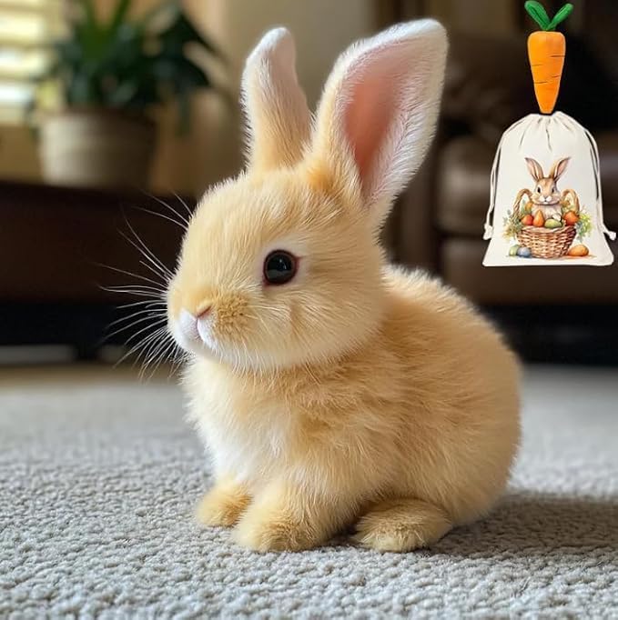 Santvolo Easter realistic bunny toy front view showing soft fur texture