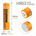 Detailed macro shot of the battery label highlighting compatibility with HHR-55AAABU specifications.