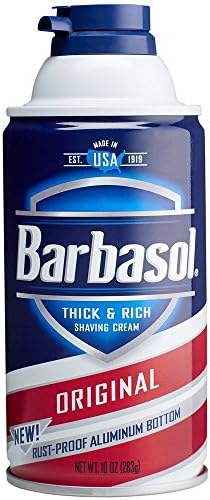 Two pack of Barbasol Original shaving cream cans showing authentic rustproof aluminum bottom packaging