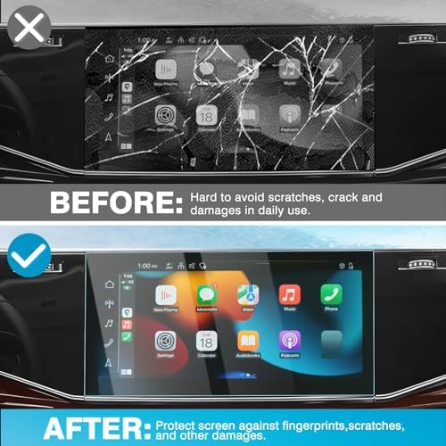 Close up of 9H hardness tempered glass for Audi infotainment displays
