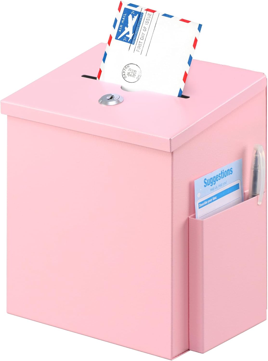 xydled Suggestion Box with Key Lock, Wall-Mounted Donation Box, Black | Metal Ballot/Voting Box with 2 Keys and 50 Free Cards, Ideal for Office, Church, School, Home Use, 7.1" x 5.7" x 8.1" - Image 14