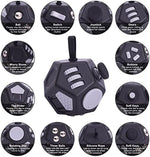 Side angle of the compact portable decompression cube showing the durable plastic construction and smooth worry stone
