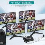 Closs black aluminum HDMI splitter showcasing its compact and durable heat-dissipating metal design.