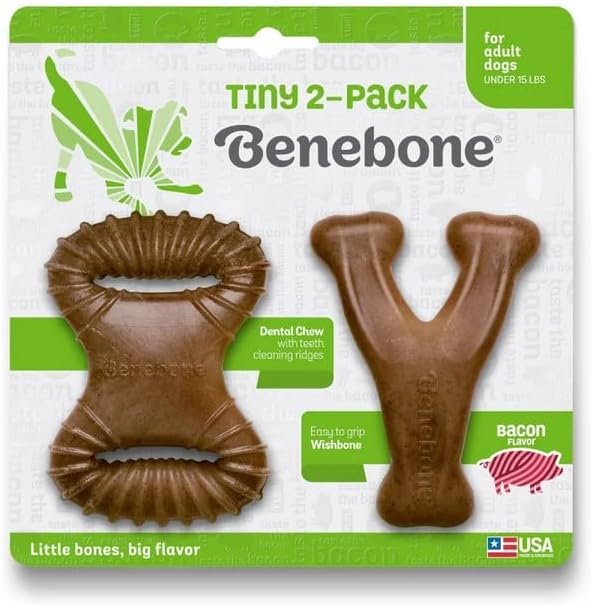 Benebone Wishbone and Fishbone Medium Two Pack dog chew toys front view
