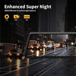 Rearview mirror dash cam displaying navigation map