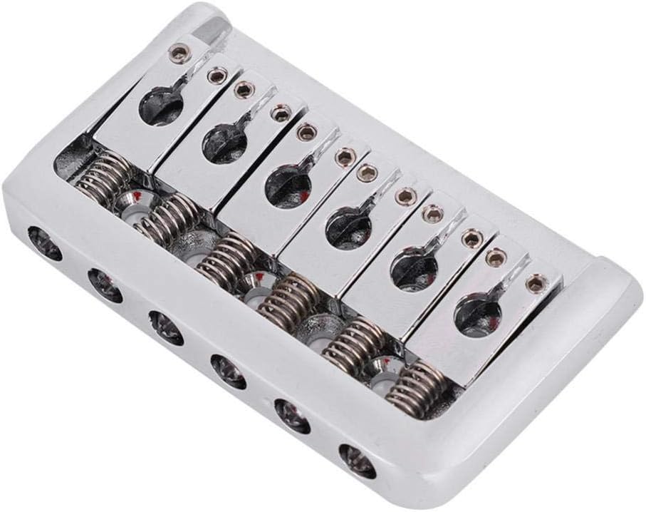 Bottom view of 6 string hardtail guitar bridge