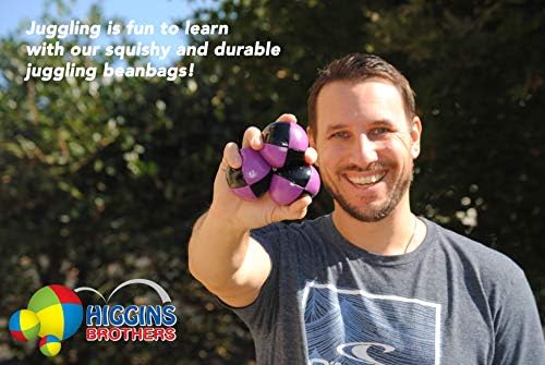 Higgins Brothers juggling kit packaging showcasing the scannable instructional video code