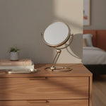 JERDON 5.5" Tabletop Makeup Mirror - 10X Magnification - Nickel - MC450N | Folding Compact for Travel, 1X Reverse Side, 10" Open Height - Image 9