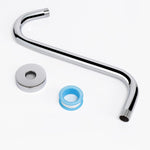 Chrome finish shower arm showing polished surface texture